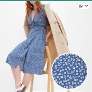 Vintage style 90’s  Gap floral wrap dress blue white ditzy flowers large tall